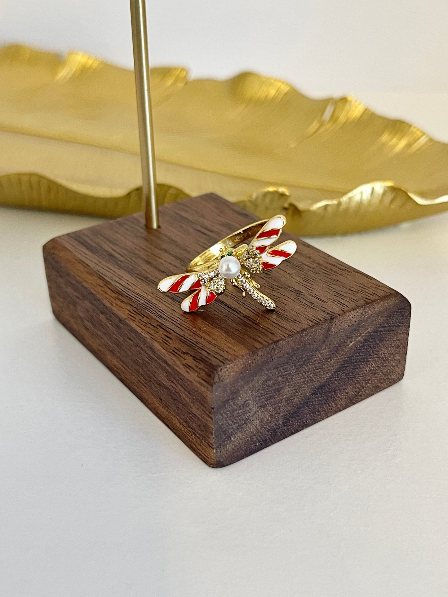 Red dragonfly ring