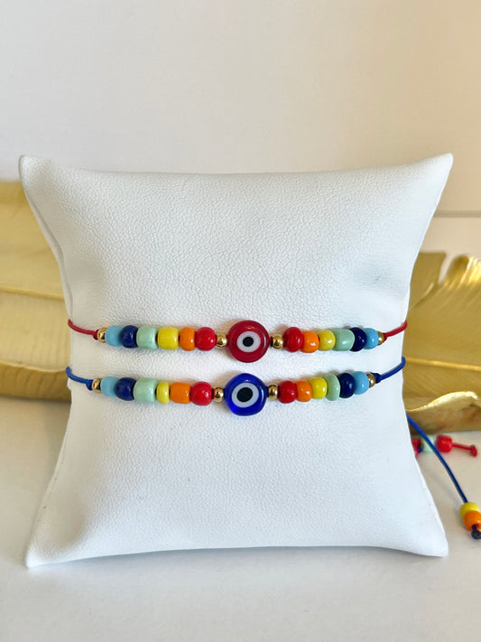 Multicolor evil eye bracelet