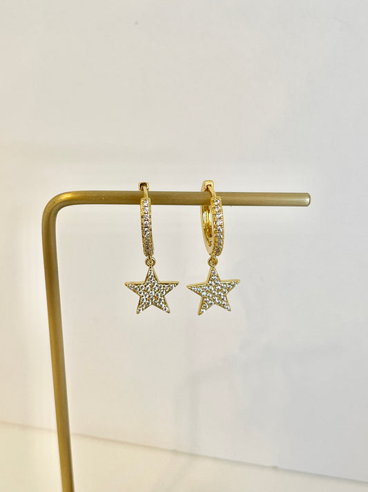 Star Hoops Earrings Charm
