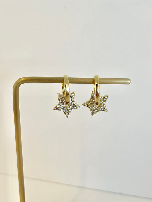 Star Hoops Earrings Charm