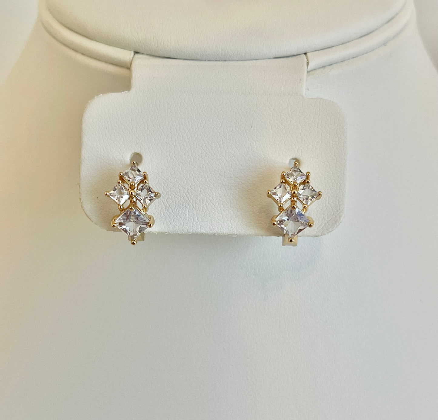 White Crystal Huggie Earrings