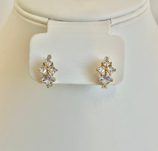 White Crystal Huggie Earrings
