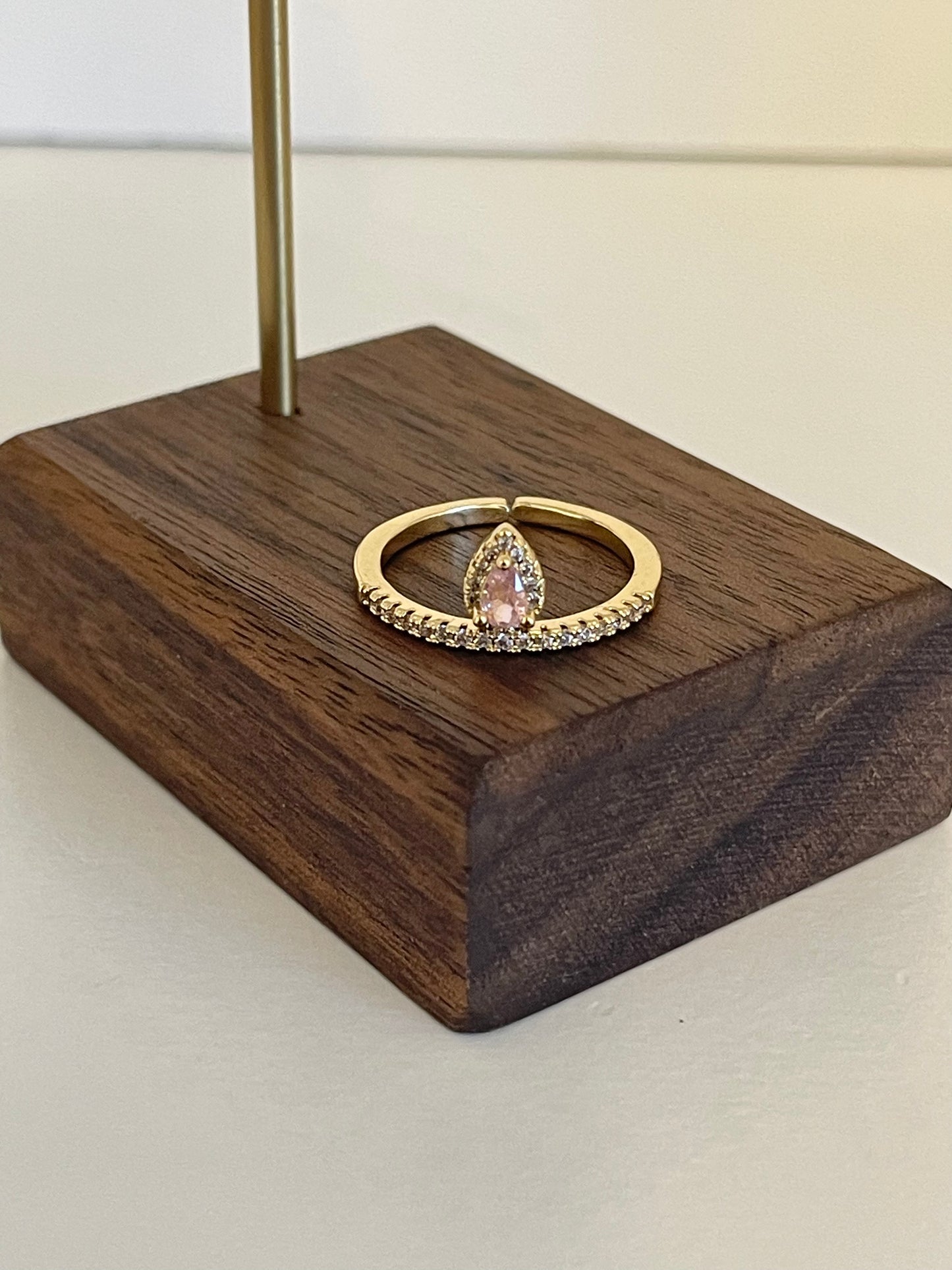 Pink drop adjustable ring