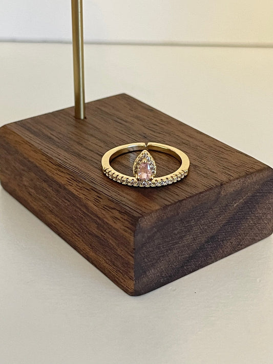 Pink drop adjustable ring