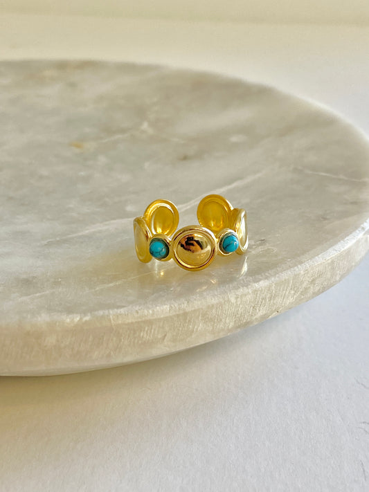 Aqua natural stone ring