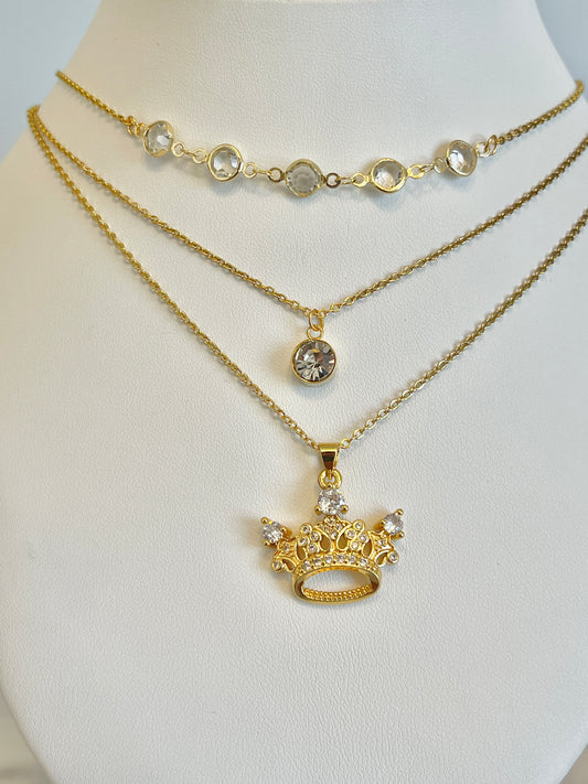 Multilayer crown necklace