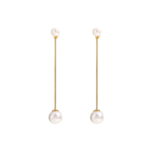 Pearl tassel stud earrings