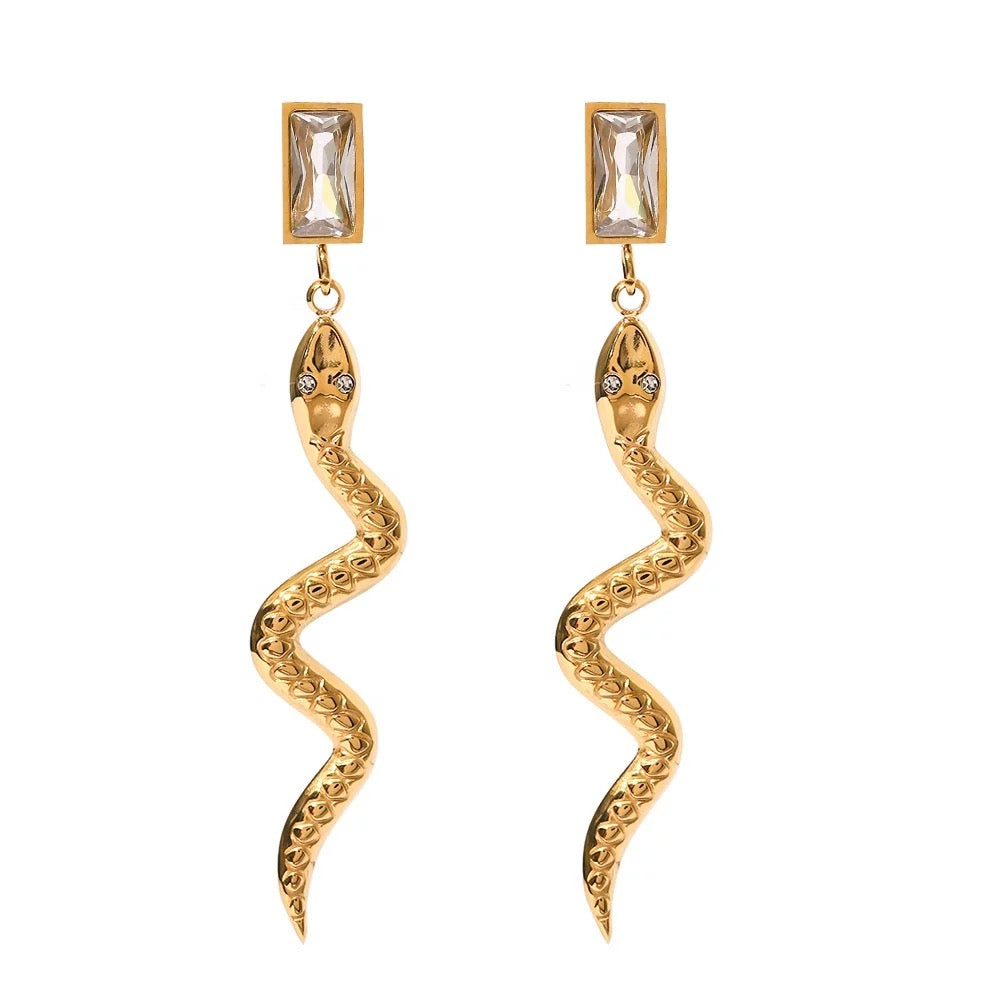 Snake long earrings