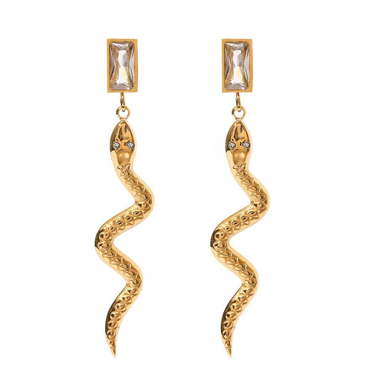 Snake long earrings