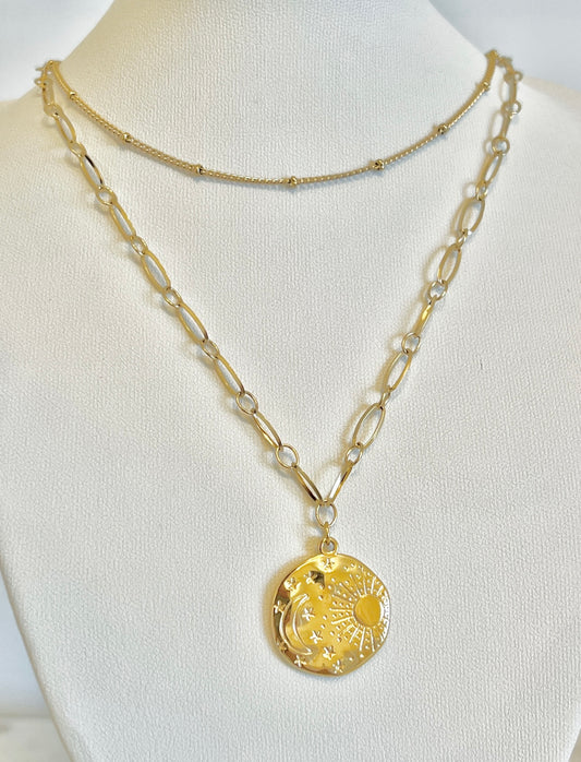 Sun and moon necklace