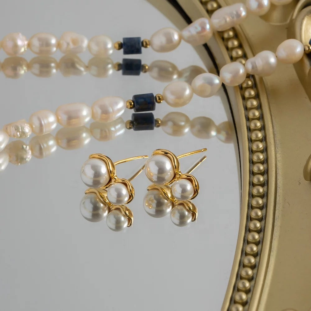 Classic two Pearl stud earrings