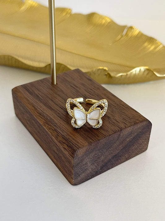 White butterfly ring