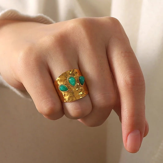 3 irregular natural stone chunky ring