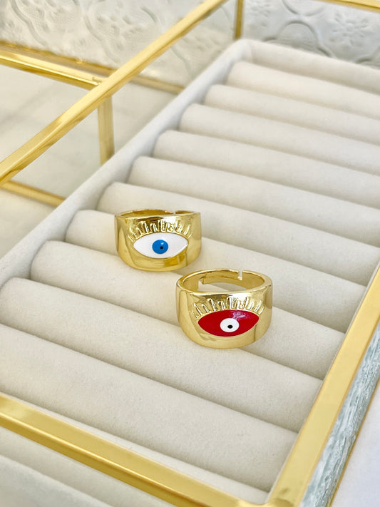 Big evil eye ring