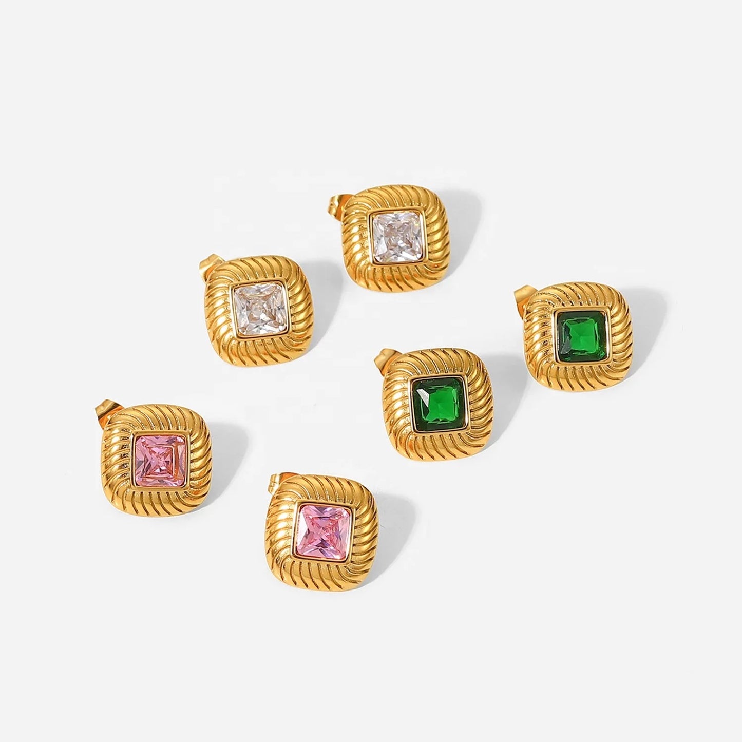 Square elegant stud earrings