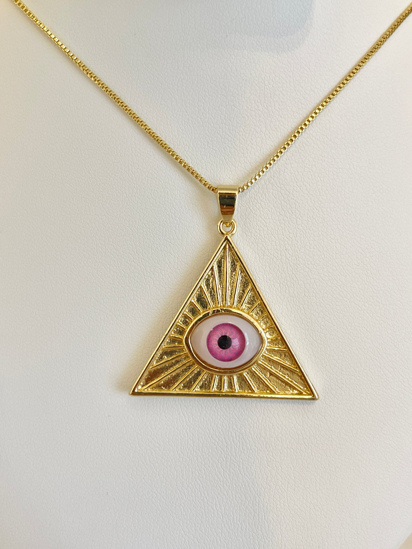 Pink evil eye necklace