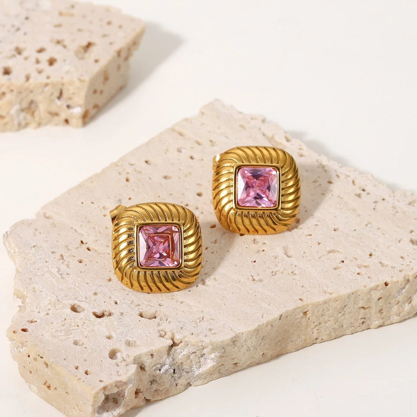 Square elegant stud earrings