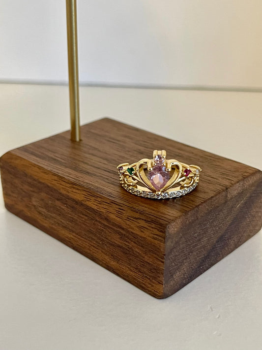 Pink crown adjustable ring