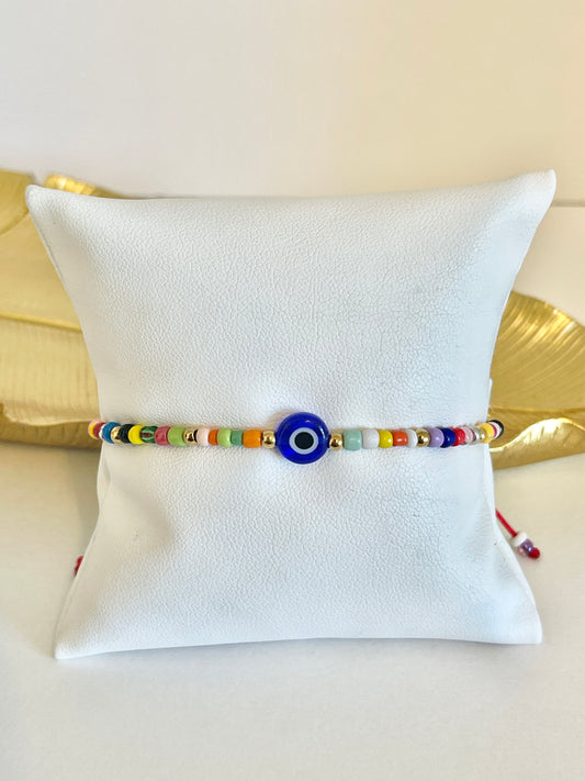 Multicolor evil eye bracelet