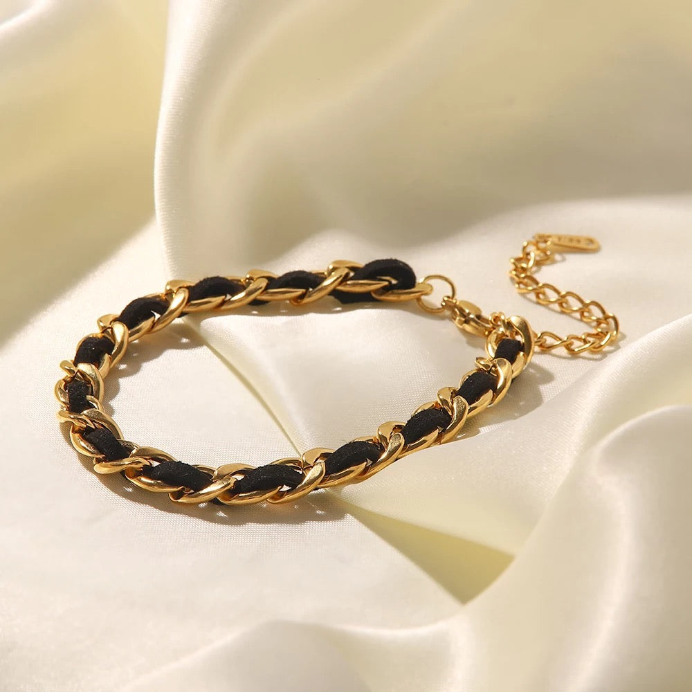 Leather chain bracelet