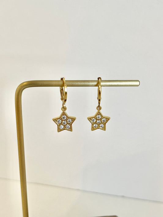 Star Hoops Earrings Charm