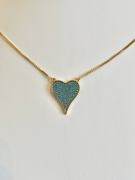 Aqua heart necklace