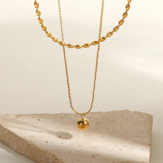 Double layer bead necklace