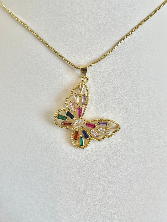 Multicolor butterfly necklace