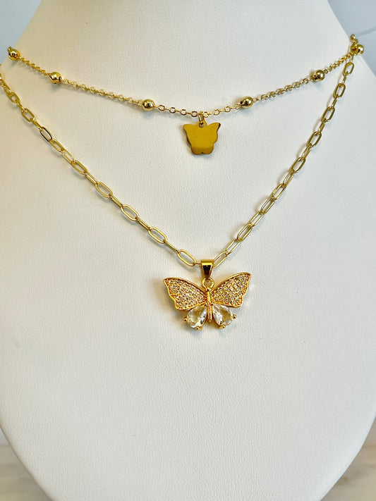 Multilayer butterfly necklace