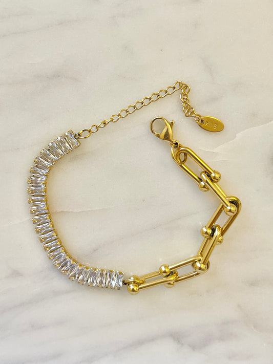 Herringbone bracelet with crystals