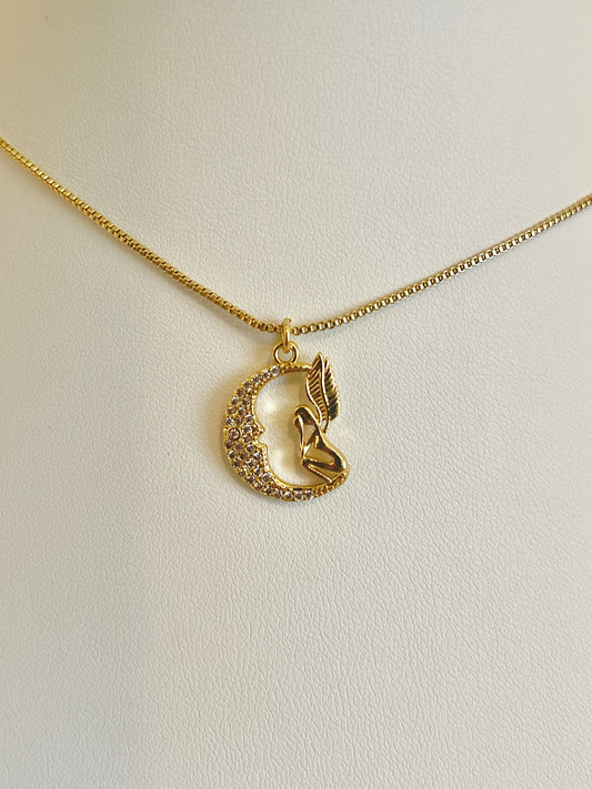 Fairy godmother and moon necklace