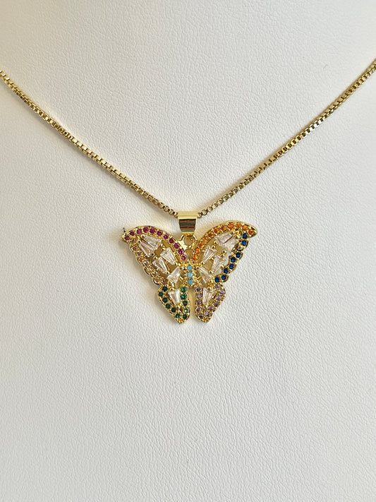 Multicolor butterfly necklace