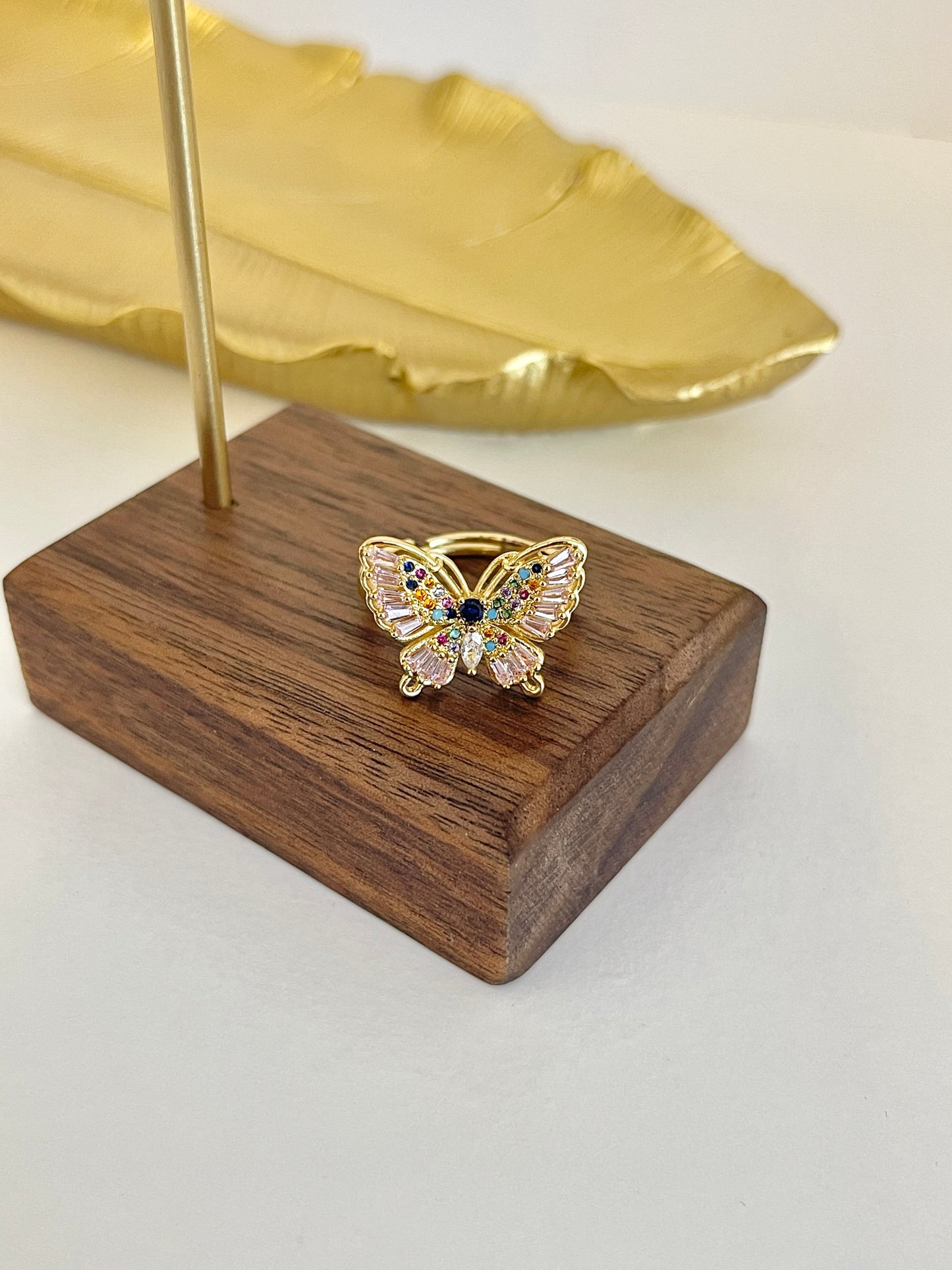 Pink butterfly ring