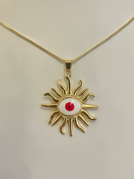 Sun evil eye necklace