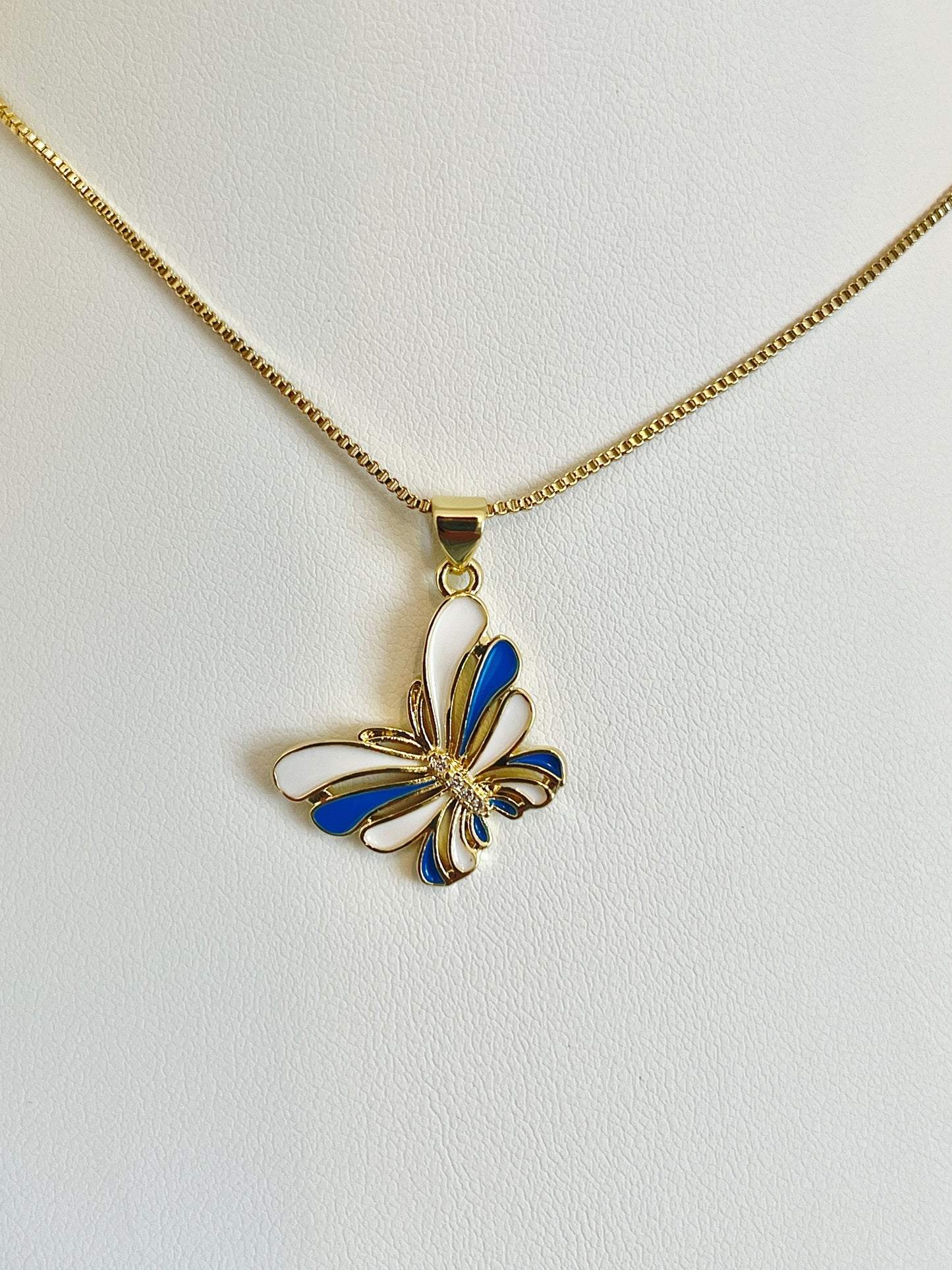 Blue butterfly necklace
