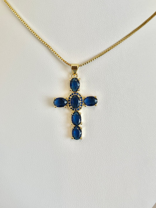 Blue cross necklace