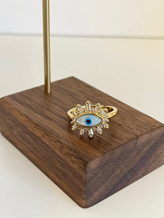 Crystals evil eye ring
