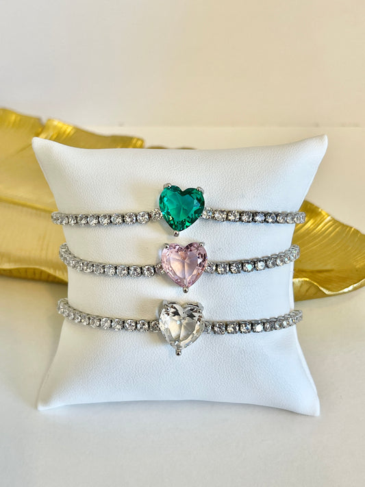 Ice heart adjustable bracelet