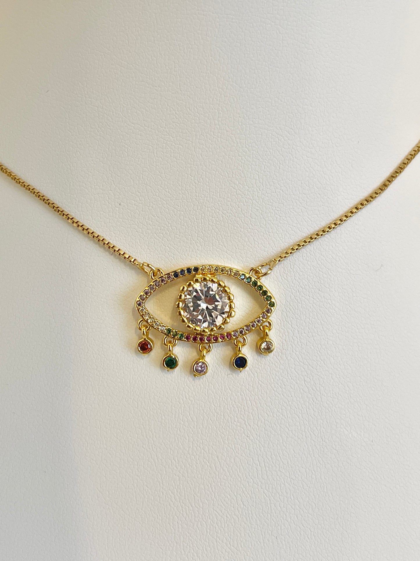 Multicolor evil eye necklace