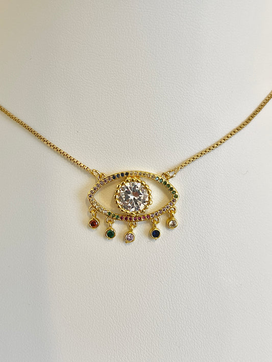 Multicolor evil eye necklace