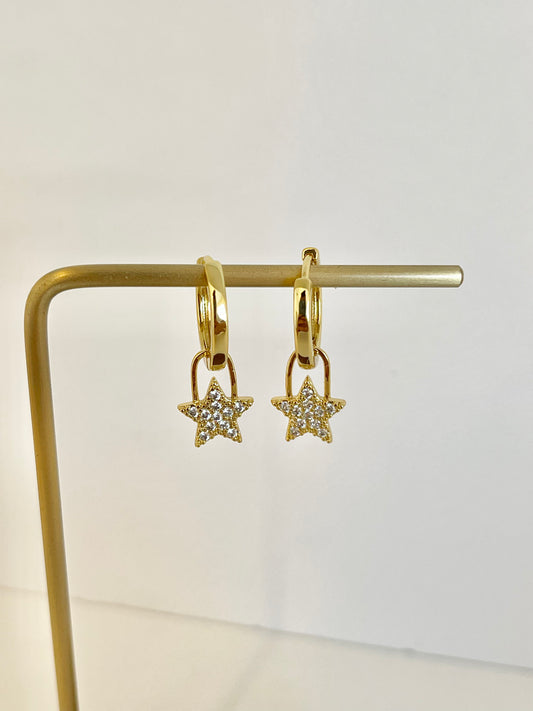 Star Hoops Earrings Charm