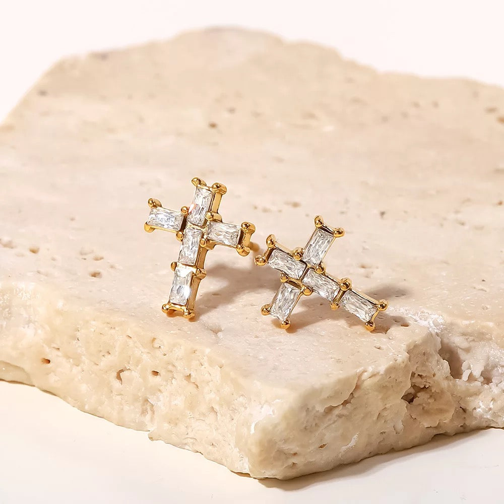 Cross stud earrings