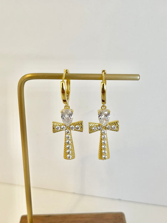 Cross Hoops Earrings Charm