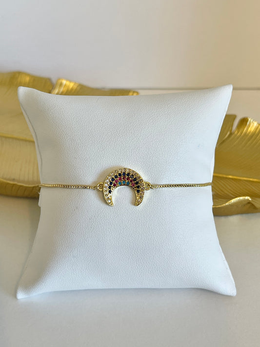 Multicolor moon adjustable bracelet