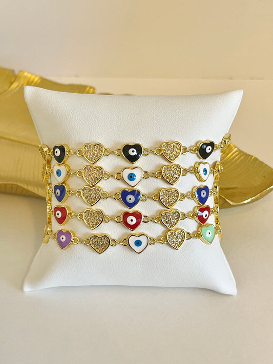 Heart evil eye bracelet