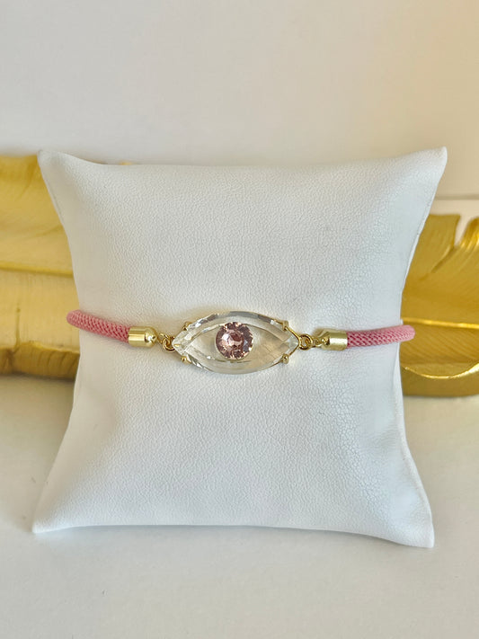 Pink evil eye bracelet