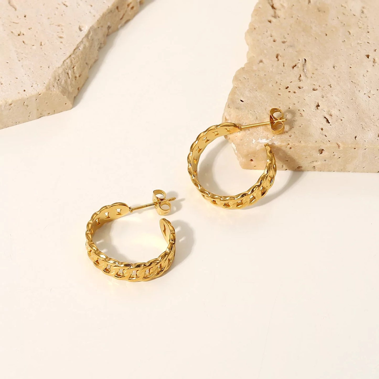 Cuban chain hoop earrings