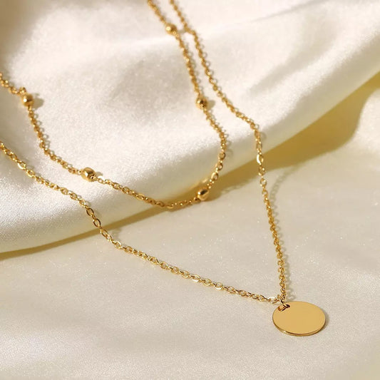 Double layer disc necklace