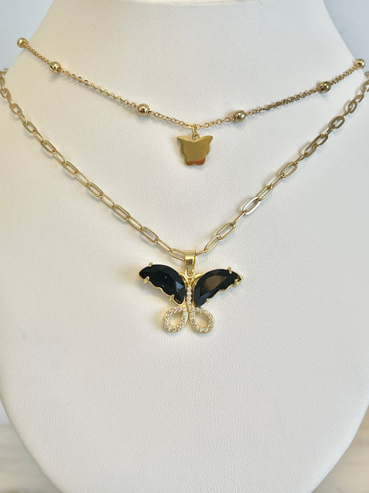 Multilayer butterfly necklace