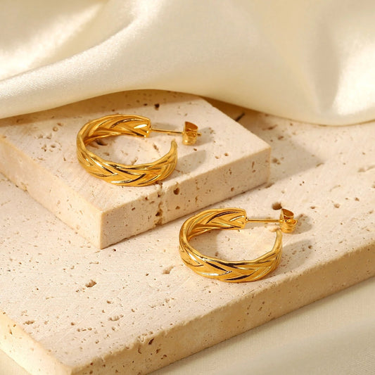 Texture hoop stud earrings